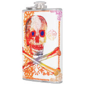Flasques Calavera Crâne Geek NFT Art Blanc Orange Bleu Oeil (Gauche)