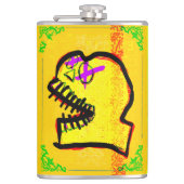 Flasques Calavera Crâne Geek NFT Art Jaune Noir Violet (Devant)