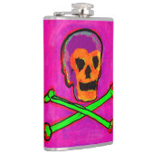 Flasques Calavera Crâne Geek NFT Art rose violet vert (Droite)