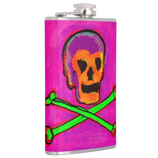 Flasques Calavera Crâne Geek NFT Art rose violet vert (Droite)