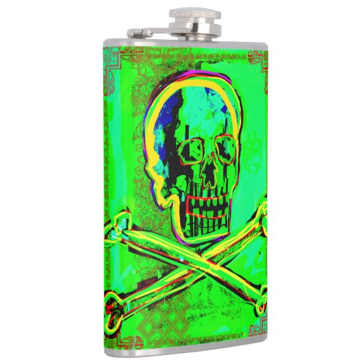 Flasques Calavera Skull Geek NFT Art Green Red (Droite)