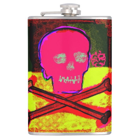 Flasques Calavera Skull pgeek NFT Art Rouge Jaune Noir (Devant)