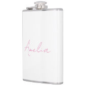 Flasques Calligraphie Élégant rose blanc Nom personnalisé (Gauche)