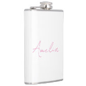 Flasques Calligraphie Élégant rose blanc Nom personnalisé (Droite)