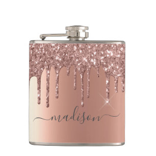 Flasques Calligraphie manuscrite Rose personnalisé Parties 