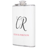 Flasques Calligraphie Monogramme Nom Black Grey Cadeau pers (Gauche)