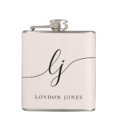 Flasques Calligraphie personnalisée Nom Bachelorette rose (Devant)