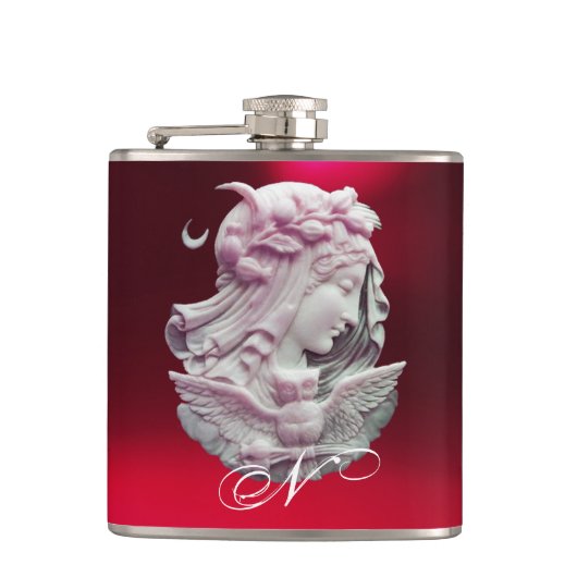 FLASQUES CAMEO ANTIQUE, LUNE DAME DE NUIT AVEC OWL MONOGRAM (Devant)