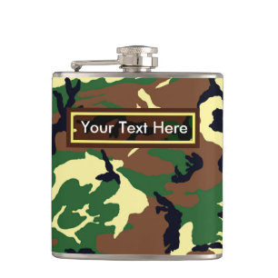 Flasques Camo militaire américain Woodland de 6 oz ou 8 oz