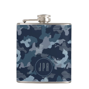 Flasques Camouflage bleu marine Monogramme Motif militaire