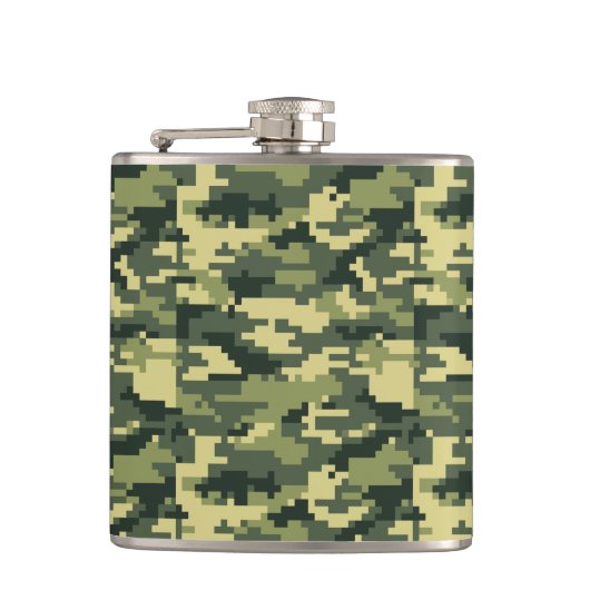 Flasques Camouflage numérique en bois à 8 bits / Camo (Devant)