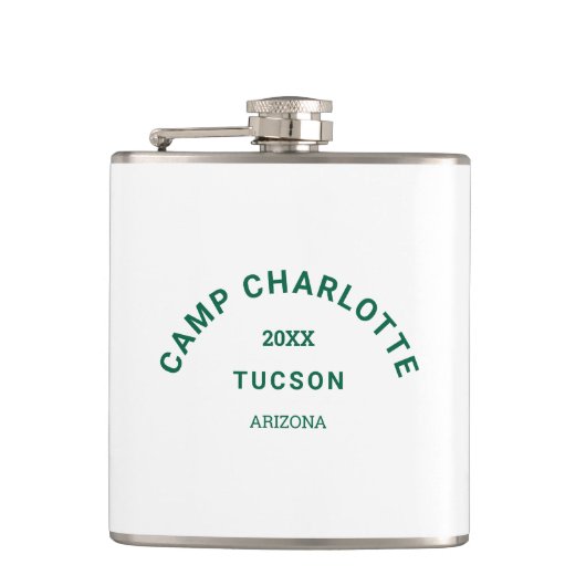 Flasques Camp Thème Forêt Green Crest Bachelorette (Devant)