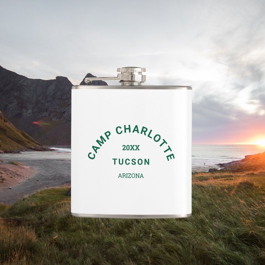 Flasques Camp Thème Forêt Green Crest Bachelorette