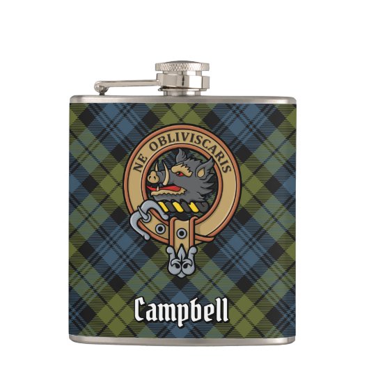 Flasques Campbell Crest sur Tartan (Devant)