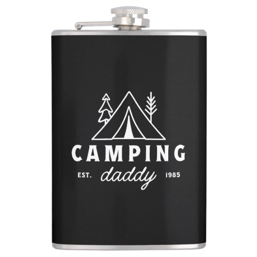 Flasques Camping dad funny father camper forest retro black (Devant)