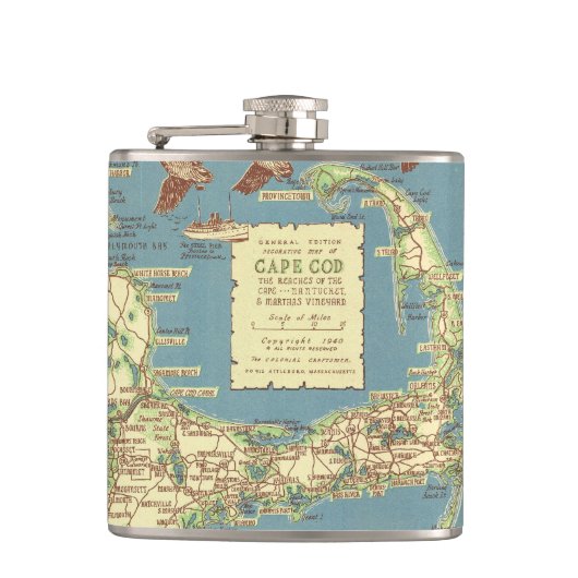 Flasques Cape Cod vintage Map (1940) (Devant)