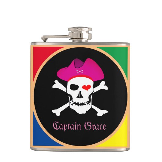 Flasques Capitaine "Grâce" & Pirates - Île au trésor /Fille (Devant)