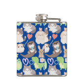 Flasques Caractères de dessin mignon motif D Blue BG (Dos)