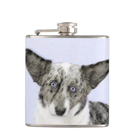 Flasques Cardigan Welsh Corgi Peinture - Art Chien original (Devant)