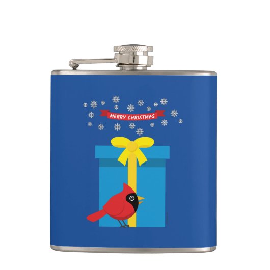 Flasques Cardinal Rouge Mignon Avec Cadeau Bleu (Devant)