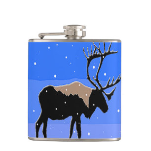Flasques Caribou en hiver - Art original de la faune
