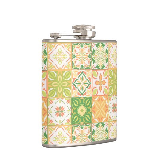 Flasques Carreaux ornés en vert et jaune (Droite)