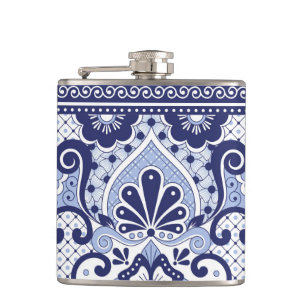 Flasques Carrelage d'art populaire mexicain Talavera bleu e