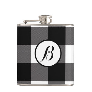 Flasques Carrés à carreaux noirs et blancs Buffalo Plaid