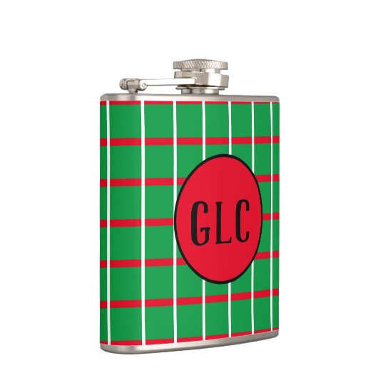 Flasques Carrés verts aux lignes rouges et blanches envelop (Droite)