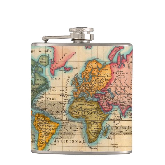 Flasques Carte du Monde 1780 Bonne Antique Planisphère  (Devant)
