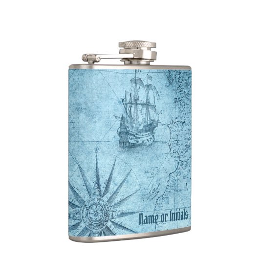 Flasques Carte du Vieux Monde Faux, 6 oz Fiole de Hip Envel (Droite)