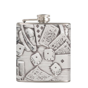 Flasques Cartes de Poker vintage Silver Dice Las Vegas