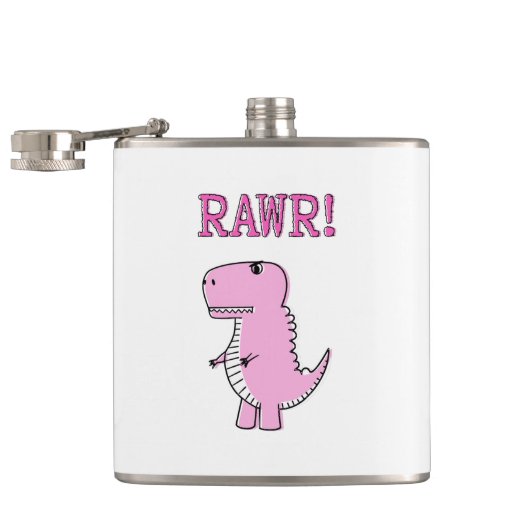 Flasques Cartoon T-Rex Dinosaur Mignonne Et Rose En Colère (Ouvert)