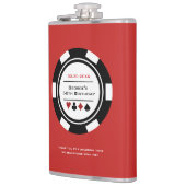 Flasques Casino Poker Chip Noir Rouge et Blanc Anniversaire (Gauche)