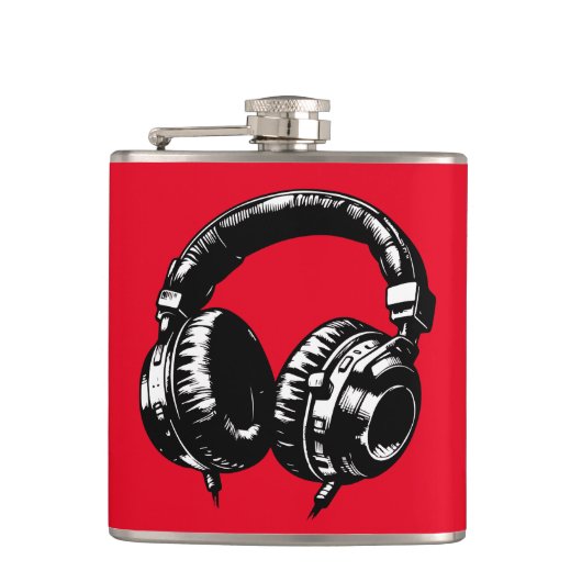 Flasques Casque DJ Musique Noire (Devant)
