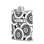 Flasques Cercles et anneaux quadrillage géométrique noir et (Gauche)