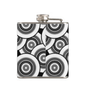 Flasques Cercles et anneaux quadrillage géométrique noir et (Dos)