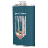 Flasques Cerf dans les bois de bouleau / Nom personnalisé (Gauche)