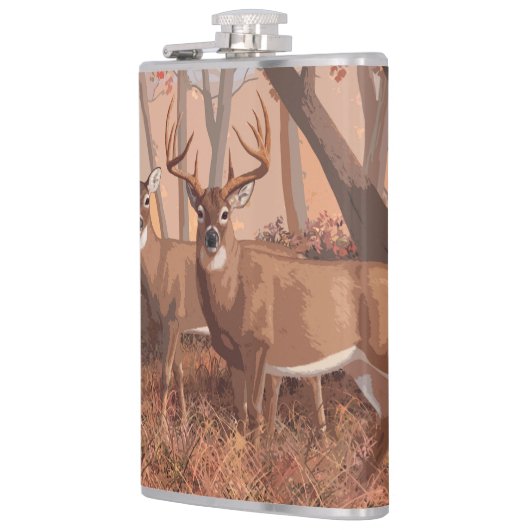 Flasques Cerf De Virginie Dans La Forêt Style Rétro Nature (Gauche)