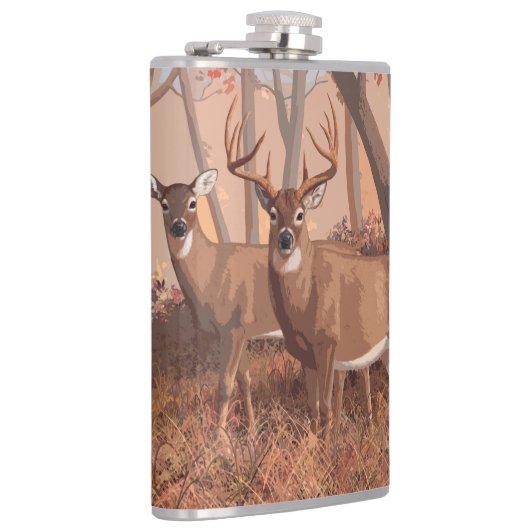 Flasques Cerf De Virginie Dans La Forêt Style Rétro Nature (Droite)