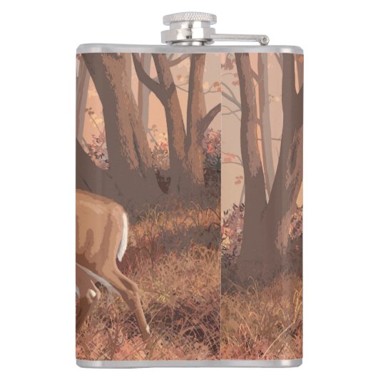 Flasques Cerf De Virginie Dans La Forêt Style Rétro Nature (Dos)