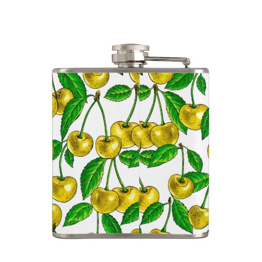 Flasques Cerises jaunes sur blanc (Dos)
