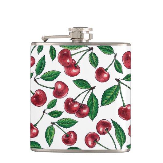 Flasques Cerises rouges sur blanc (Devant)