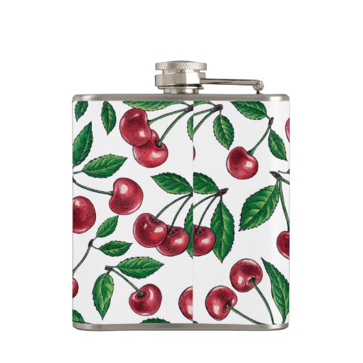 Flasques Cerises rouges sur blanc (Dos)