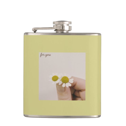 Flasques “Chamomile Floral Vinyl Flask – ‘For You’ (Devant)