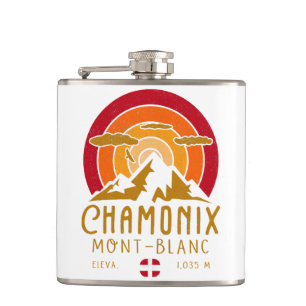 Flasques Chamonix France Retro Sunset Ski Souvenirs 80s