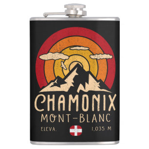 Flasques Chamonix France Retro Sunset Ski Souvenirs 80s