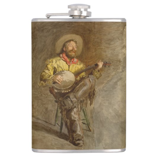 Flasques Chanter Espagnol Cowboy à Banjo jouer à la chanson (Devant)