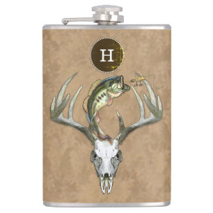 Flasques Chasse Pêcheurs Antlers Monogramme initial du bar