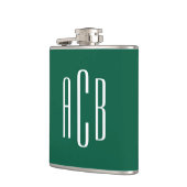 Flasques Chasseur vert et blanc trois lettres Monogramme (Gauche)
